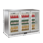 Arrière de bar Inox - 3 portes vitrées battantes 320 L. | LG320BD | DUKERS