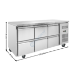 Meuble table réfrigérée positive - 6 tiroirs plein - GN1/1 - Gamme ECO | DLGNH3160TN | DYNASTEEL