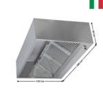Hotte statique L. 2000 - Profondeur 1100 Série CUBIQUE | DLHC1120S | DYNASTEEL