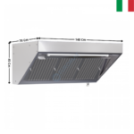 Hotte statique L. 1400 - Profondeur 700 Série SNACK | DLHS714S | DYNASTEEL