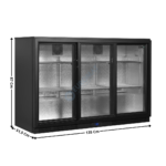 Arrière de Bar Noir - 3 Portes Vitrées Coulissantes 311 L. | BA31S3 | TEFCOLD