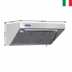 Hotte dynamique L. 1600 - Profondeur 900 Série SNACK | DLHD916D | DYNASTEEL
