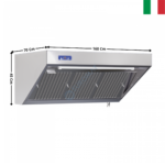 Hotte dynamique L. 1600 - Profondeur 700 Série SNACK | DLHD716D | DYNASTEEL