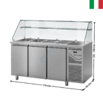 Saladette Vitre Haute - 430 L. - 3 portes pleines - Série SNACK | SAL703VH4 | DALMEC