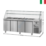 Saladette Vitre Haute - 580 L. - 4 portes pleines - Série SNACK | SAL704VH4 | DALMEC