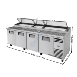 Meuble à Pizza Haut Rendement avec Collecteur de Garnitures - 4 portes pleine - 15 x GN1/3 - Premium Series | TPPAT119HC+223128 | TRUE