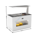 Buffet 130 Cm Plaque Froide Statique 150mm 3 x GN1/1 / Avec Kit Vitrage / Blanc - Série MODULAR | BUF150A | SAYL