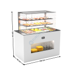 Buffet 130 Cm Plaque Froide Statique 65mm 3 x GN1/1 / Avec Kit Vitrage / Blanc - Série MODULAR | BUF65V | SAYL