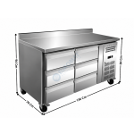 Meuble table réfrigérée - 6 tiroirs GN1/1 H.65 | DREG2200AC+2XACSET3700 | ATLAS COLD