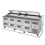 Meuble à Pizza Haut Rendement avec Collecteur de Garnitures - 8 tiroirs - 15 x GN1/3 - Premium Series | TPPAT119D8HC+223128 | TRUE
