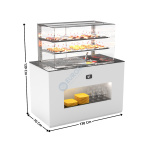 Buffet 130 Cm Plaque Froide Statique 150mm 3 x GN1/1 / Avec Kit Vitrage / Blanc - Série MODULAR | BUF150V | SAYL