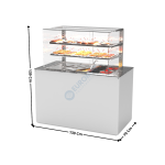 Buffet 130 Cm Plaque Froide Statique 150mm 3 x GN1/1 / Avec Kit Vitrage / Blanc - Série MODULAR | BUF150VT | SAYL