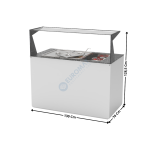 Buffet 130 Cm Plaque Froide Statique 150mm 3 x GN1/1 / Avec Kit Vitrage / Blanc - Série MODULAR | BUF150ET | SAYL
