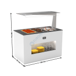 Buffet 130 Cm Bain-Marie 65mm 3 x GN1/1 / Avec Kit Vitrage / Blanc - Série MODULAR | BUB65A | SAYL