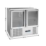 Saladette réfrigérée - 2 portes vitrées GN1/1 - 2 x GN1/1 + 3 x GN1/6 | DLSH900G | DYNASTEEL