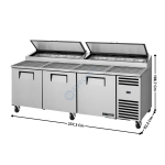 Meuble à Pizza Haut Rendement avec Collecteur de Garnitures - 3 portes pleine - 12 x GN1/3 - Premium Series | TPPAT293HC+223127 | TRUE