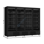 Congélateur vitrée 4 portes battantes 2120 Litres - NOIR | 74552252 | COMBISTEEL