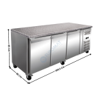Meuble pâtissier réfrigérée avec plan de travail en granit - 3 portes pleines 400x600 | TP3GAC | ATLAS COLD