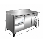 Meuble table réfrigérée - 1 porte pleine GN1/1 + 2 tiroirs GN1/1 H.150 | DREG2200AC+1XACSET2700 | ATLAS COLD