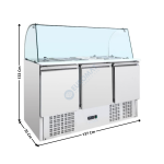 Saladette réfrigérée vitrée - 3 portes pleines GN1/1 - 4 x GN1/1 | DLSH903CG | DYNASTEEL