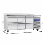 Meuble table réfrigérée - 6 tiroirs GN1/1 | GN3200TN+3xGN2TIR | CUISTANCE