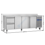 Meuble table réfrigérée - 3 portes pleines GN1/1 + 2 tiroirs GN1/1 | GN4200TN+1xGN2TIR | CUISTANCE