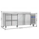 Meuble table réfrigérée - 2 portes pleines GN1/1 + 4 tiroirs GN 1/1 | GN4200TN+2xGN2TIR | CUISTANCE