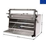 Four BBQ Professionnel au Charbon de Bois GN 2/1 + GN 1/1 – 120 kg/h – Porte Relevable - INOX | CBQ120RX | DIAMOND
