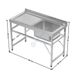 Plonge évier Pliable - 1 Bac - 1200x600 | 74900275 | COMBISTEEL