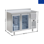 Arrière de Bar Réfrigérée "Inox" - 345 Litres - 2 portes vitrées + Tiroir Marc à Café | IF602PCR+TC | INFRICO