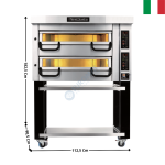 Four à pizza 4+4 pizzas - Modèle TOP - 2 Niveaux + Support avec Roulettes | PM722 | PIZZA MASTER