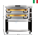 Four à pizza 6 + 6 pizzas - Modèle TOP - 2 Niveaux + Support avec Roulettes | PM732 | PIZZA MASTER