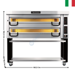 Four à pizza 8+8 pizzas - Modèle TOP - 2 Niveaux + Support avec Roulettes | PM742 | PIZZA MASTER