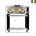 Four à pizza 9 pizzas XL - Série 1100 - 1 Niveau + Support avec Roulettes | PM1121 | PIZZA MASTER