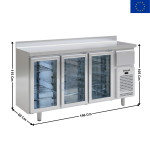 Arrière de Bar Réfrigérée "Inox" - 535 Litres - 3 portes vitrées + Tiroir Marc à Café | IF603PCR+TC | INFRICO