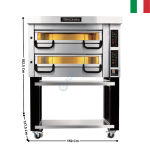 Four à pizza 9 + 9 pizzas XL - Série 1100 - 2 Niveaux + Support avec Roulettes | PM1122 | PIZZA MASTER