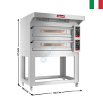 Four à pizza 9+9 pizzas - 2 Niveaux - Commandes Mécaniques - Modèle CITIZEN E - 400°C + Support + Hotte 600m3/H |  CITIZENE99MCEM+SR+HM | ZANOLLI