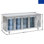 Arrière de Bar Réfrigérée "Inox" - 730 Litres - 4 portes vitrées + Tiroir Marc à Café | IF604PCR+TC | INFRICO