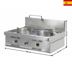 Fourneau Wok 2 Brûleurs 18kW avec Robinet + Dosseret - "Série PRO" | W200PS03 | MAINHO