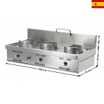 Fourneau Wok 3 Brûleurs 18kW avec Robinet  + Dosseret - "Série PRO" | W300PS03 | MAINHO
