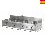 Fourneau Wok 4 Brûleurs 18kW avec Robinet + Dosseret - "Série PRO" | W400PS03 | MAINHO