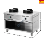 Fourneau Wok 2 Brûleurs 12 kW avec Support - "Série ECO" | W200ECO | MAINHO