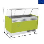 Vitrine 162,2 cm spécial à crèmes glacées / 13 Bacs - Vitre Droite - Compact | VBZ15U | INFRICO