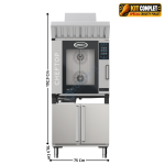 Four Mixte 7 x GN1/1 sur Placard + Hotte à charbon actifs "MIND.Maps™" COUNTERTOP PLUS - Version Electrique "Spécial Crousty Poulet" | XEVC0711EPRM+PS02 | UNOX