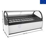 Vitrine 218,9 cm spécial à crèmes glacées / 16 à 24 Bacs - Vitre Bombée | VAR24H | INFRICO