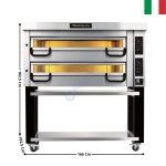 Four à pizza 6 + 6 pizzas XL - Série 800 - 2 Niveaux + Support avec Roulettes | PM832 | PIZZA MASTER
