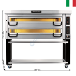 Four à pizza 8 + 8 pizzas XL - Série 800 - 2 Niveaux + Support avec Roulettes | PM842 | PIZZA MASTER