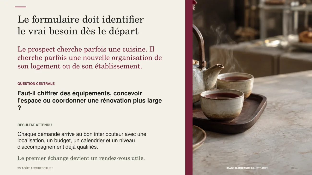 Identifier le vrai besoin dès le départ : chiffrer des équipements, concevoir l'espace ou coordonner une rénovation plus large
