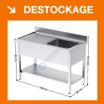 Plonge évier 1300x600 / Ouvert avec égouttoir - Série Premium | FBIE6130 | DISTFORM