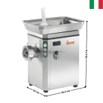 Hachoir à Viande Réfrigéré 350 kg/h – Tout Inox AISI 304 – TC 22 - NEBRASKA ICE Series | 21226121B21013 | SIRMAN